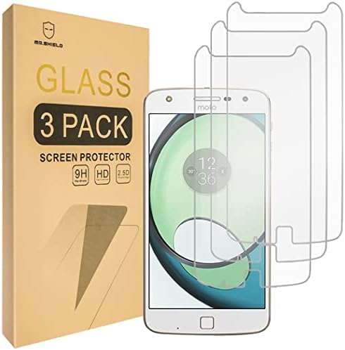 Mr.Shield [3-Pack] projetado para Motorola Moto Z Play [Protetor de tela de vidro temperado] [Japan Glass com dureza 9H] com substituição ao longo da vida