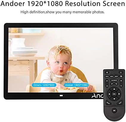 Andoer 17inch LED Digital Photo Frame 1080p High Resolução Electronic Picture Frame Mp3 MP4 Video Player Clock Calendário