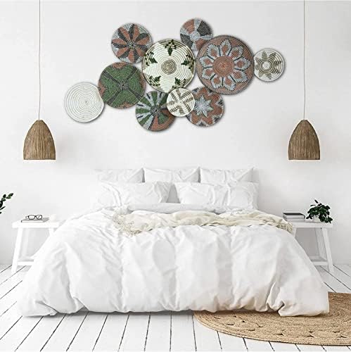 Catapong - Conjunto de 10 decoração de parede de vime para decoração de parede de cesta de Boho. Cesta de parede de boho feita à mão, cestas de parede de vime, cestas de parede tecidas, arte da parede da cesta, bandeja de parede de vime.