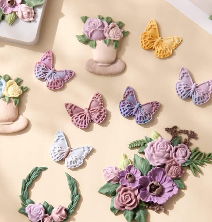 Flor Silicone Fondant Bouquet Butterfly Mold para decoração de bolo de fondant, chocolate, açúcar, doces, argila de polímero, projetos de criação de sabão