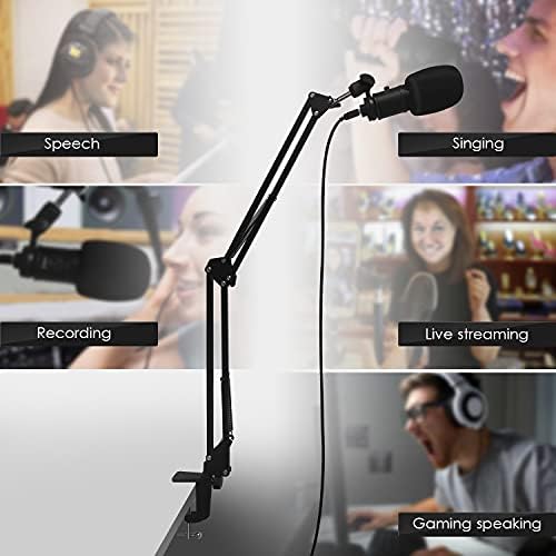 Sizheng USB Condenser Microphone Miccast Mic 192KHz/24bit, microfone profissional de estúdio cardióides com suporte