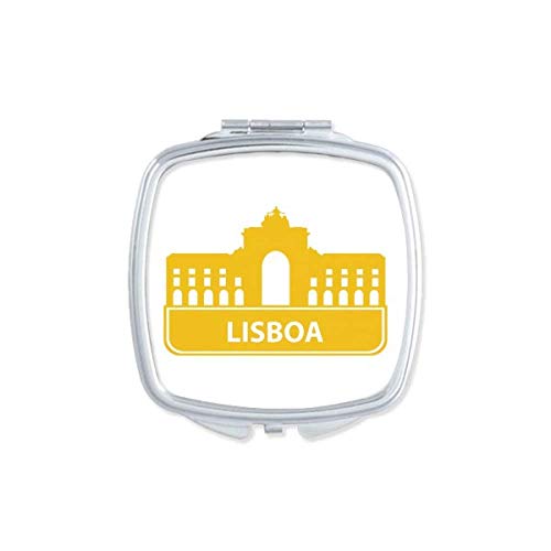 Lisboa Portugal amarelo marco espelho portátil composição de bolso compacto de vidro de dupla face