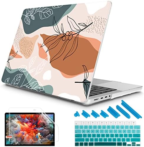 Tuiklol para MacBook Pro 14 polegadas 2021 2022 Release A2442 M1 Pro/Max Chip, Caso de casca dura de plástico com tampa de teclado compatível com o novo MacBook Pro 14 com Touch ID, folha artística