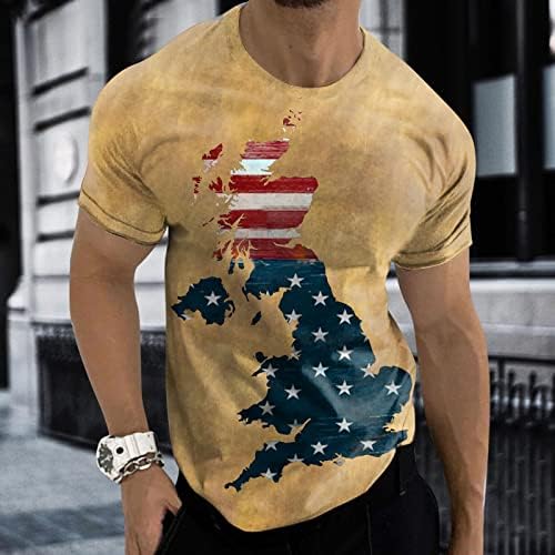2023 Novo camiseta gráfica masculina Camiseta casual 3d 4 de julho Padrão de bandeira Trintage T Shirts Cirche Men Plus Top