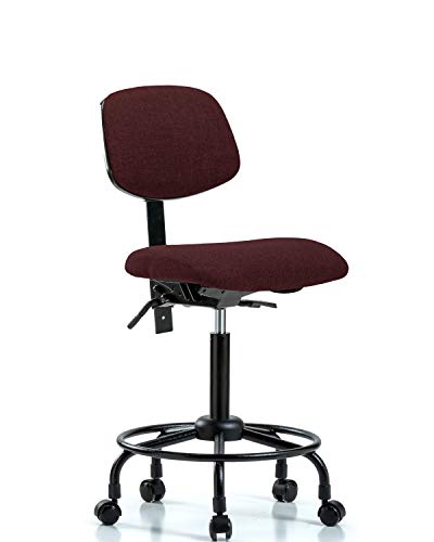 Labtech Seating LT42537 Cadeira de bancada média, tecido, base de tubo redondo -tilt, rodízios, Borgonha