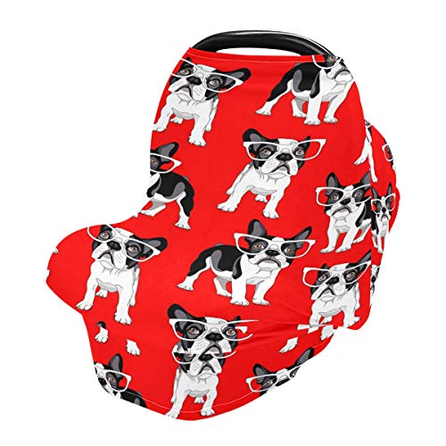 Cartoon French Bulldog Baby Car Seat Covers - UNISEX Baby Car Seat Capa High Chair Shopping Cart, Canopy de Carsento de Usuário,