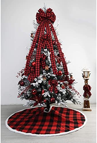 #j27e22 Árvore de Natal Big Red Hat Linen Lattice Bow Box Handmade Gift Box Packaging Decoration Big Bow Ano Novo Festa de Casamento De De