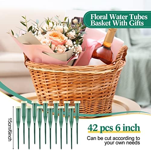 72 PCs Tubos de água floral tubos florais verdes Tubos de flores de plástico para flores frescas com tampa de borracha para arranjos de haste de flores, 2 tamanho