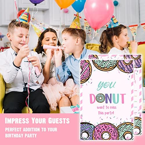 Convites para festas de aniversário para crianças Donut, convites para chá de bebê Primeiro, menino ou menina 1º aniversário ou