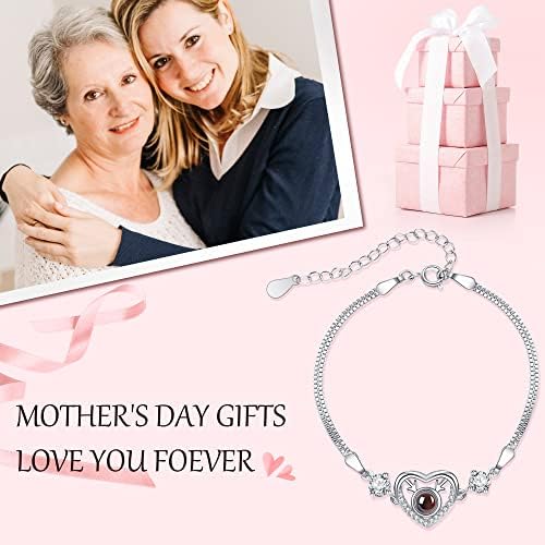 Presentes de pulseira do dia das mães para mamãe da filha filho mãe pulseiras para mulheres 100 link de projeção