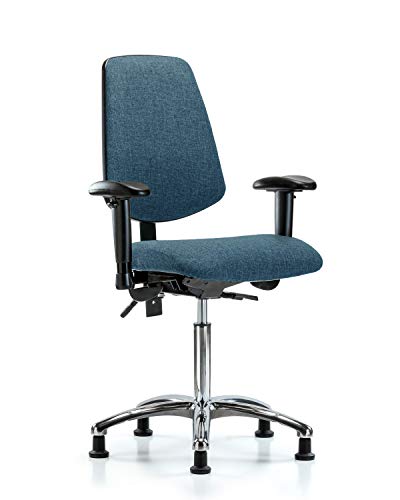 LABTECH ASSENTO LT42193 Cadeira de bancada média, tecido, base cromada média traseira - braços, planícios, preto