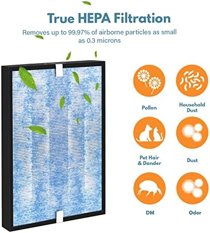 MSA3 True Filtro Hepa Substituição Compatível com MSA3/MSA3S Soluções de membrana 3 em 1 Purificador de ar, 2 pacote