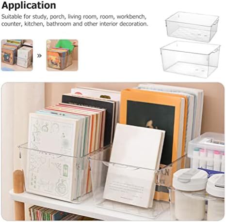 Zerodeko 2pcs cesto de armazenamento de plástico com alça de livros caixa de armazenamento Bins organizadores de casa