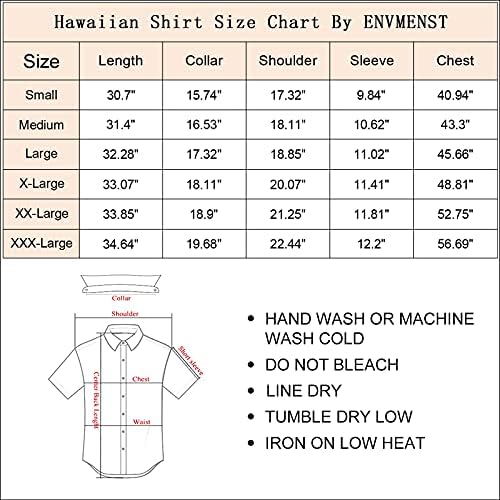 Camisa EnvMenst Hawaiian para homens de manga curta Botão de verão estampado de praia para baixo da camisa Aloha