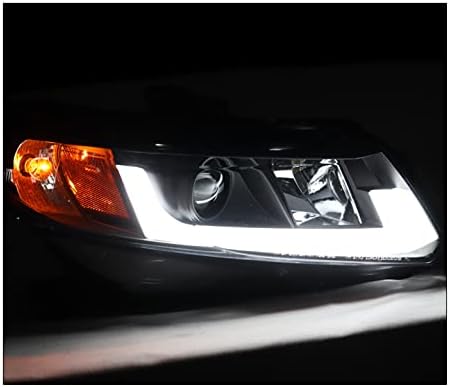 ZMAUTOPTS LED TUBO PROJETOR DE TUBO FARÇO DE BLACK W/6 DRL azul compatível com 2012-14 Honda Civic Sedan/2012-13 Coupe