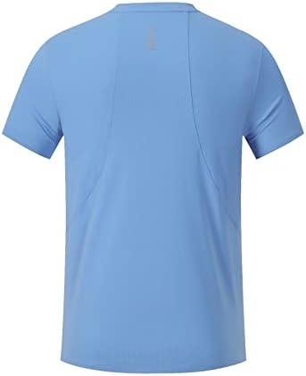 Camisetas de pescoço de tripulação rápida e seca ativa dos homens | Treino de ginástica atlético Treino de manga curta Tops