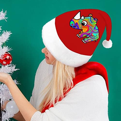 Rinoceronte de cor bonito chapéu de natal chapéus Papai Noel Decorações de árvore de natal Decoração de férias Presentes