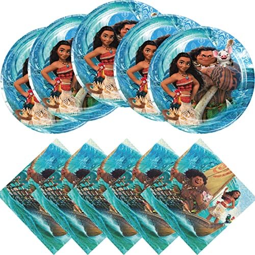 XHSSF Moana Birthday Party Supplies, 20 pratos e 20 guardanapos, para decorações de festa de aniversário temáticas de Moana