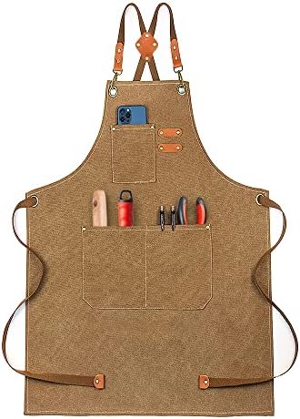 Petgin Woodworking Shop Avents com bolsos grandes, Avental de ferramenta de lona, ​​totalmente ajustável para ajustar confortavelmente