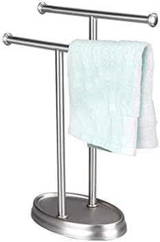 N/Um suporte de toalha de mão prateada, toalha de pé grátis, rack de toalha, suporte de joalheria de colar de aço inoxidável
