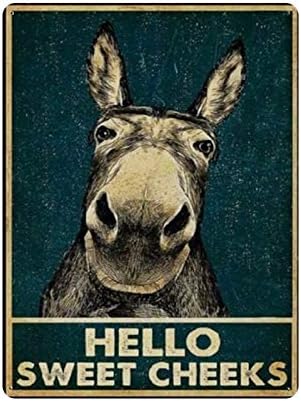 Vinmea Metal Tin Sign, Donkey Hello Sweet Cheeks Donkey Funny Aluminium Sign Arte Decoração de Metal Sign, sinal público, sinal de