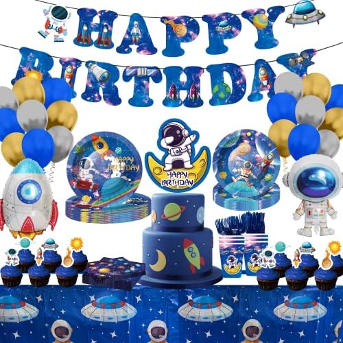 FTAXIV 141 peças SPACE SPACE FESTIDAS DE FESTO DE GALAXY Decorações de festa de aniversário Feliz Aniversário Banner