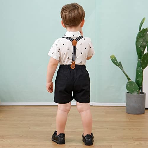 Disur Baby menino roupas de roupa, menino de menino curto camisa de manga curta+ calça suspensa conjuntos de roupas