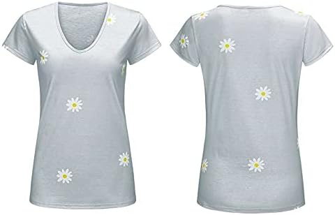 Andongnywell Women Plus Size PRESTIDO Camisa de manga curta V Bloups floral blusas de túnica T Túnica T Blouse