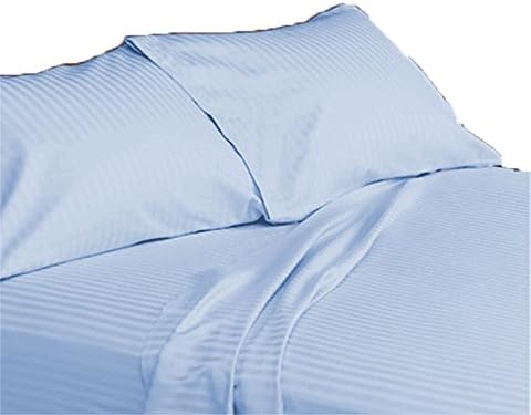 Bedding Empire 8 peças compensa Cama de listras em uma bolsa algodão egípcio 500 fios contagem king size, cor azul -céu by setor de cama império