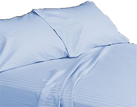 Bedding Empire 8 peças compensa Cama de listras em uma bolsa algodão egípcio 500 fios contagem king size, cor azul -céu by setor