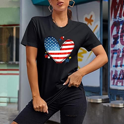 4 de julho camisetas camisetas para mulheres manga curta o Túmulos de túnica American Flag toupes tie-dye patrióticos camisetas