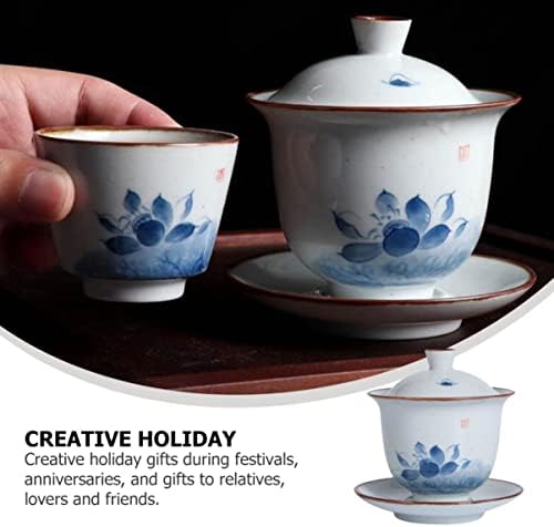 Zerodeko 2 sets pintados à mão Tigela de chá de cerâmica de tamanho grande beliscão de chá japonês