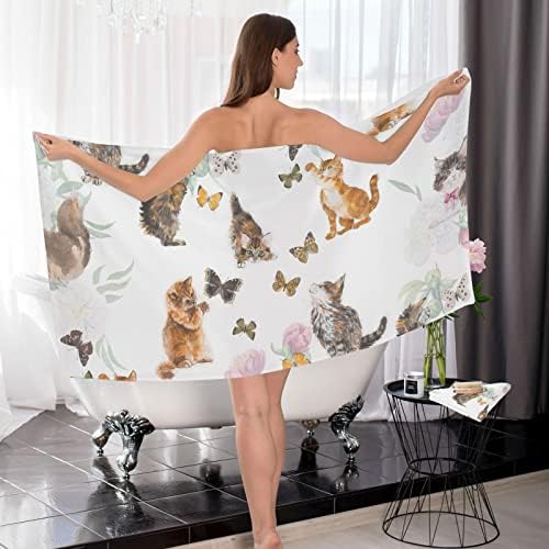 Gatos Borboletas Toalha de banho Toalhas de banheiro de algodão para toalhas de banheiro 1 toalha de banho 1 toalha