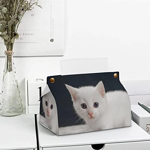 Portador de tecidos de gatinho branco Organizador retangular de guardanapo para cômoda de bancada para bancada