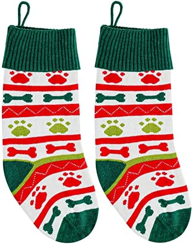 Allyors Dog Christmas Stocking, Knit Pet Christmas Staking para presentes de cães, 21''Dog Mekings para família de