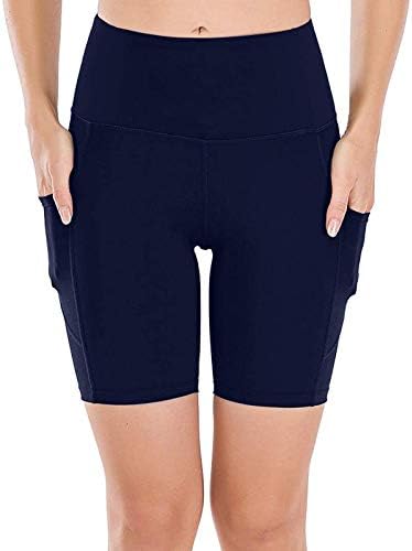 Alta cintura Yoga Running Compression Biker Shorts para exercícios de treino 3 bolsos