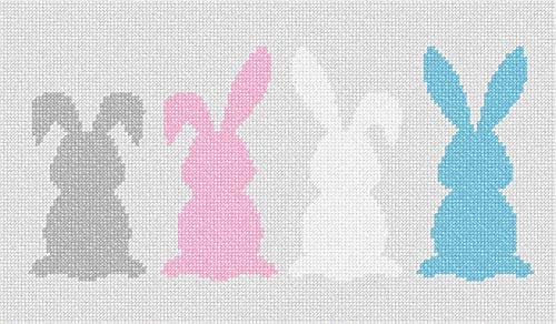 Kit de agulha de Pepita: quatro coelhos, 12 x 7