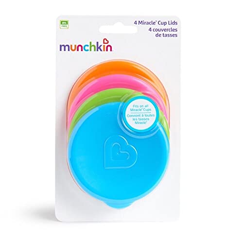 Tampas de xícara de compota de sigla do Munchkin® Miracle® 360, 4 contagem, rosa/azul/verde/roxo