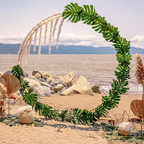 Decoração de folhas de palmeira artificial ATFL, 100 PCS Placemat grande folha, folhas de Monstera, Decoração de folhas havaianas de mesa tropical, peças centrais de praia para casamento