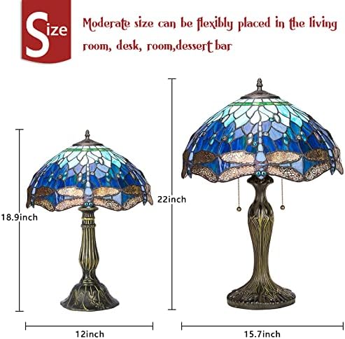 Lâmpada Vipush Tiffany, lâmpada de mesa de vidro de estilo de estilo Gragonfly - Lâmpada de mesa de estilo Tiffany