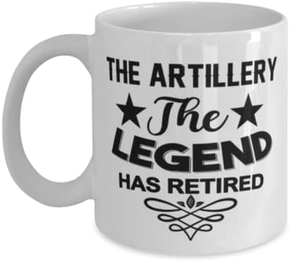 Caneca de artilharia, a lenda se aposentou, idéias de presentes exclusivas para artilharia, copo de chá de caneca de café branco