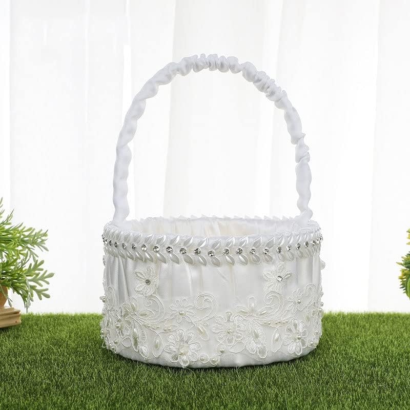 Jkuywx no estilo ocidental cesta de flores noiva e noivo Flower Girl Sprinkle Small Flower Basket Wedding Supplies