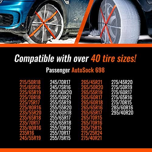 AutoSock 698 - Meias de neve para carro, SUV e pickup - Fácil de usar cadeias de pneus alternativa