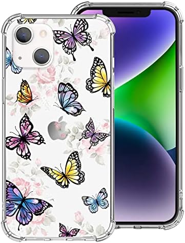 LAPAC para iPhone 14 Plus Case Butterfly Clear iPhone 14 Plus Caso de 6,7 polegadas 2022, Butterflies fofas Flores iPhone 14 Plus para