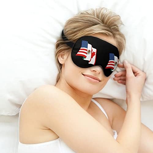 American Mexican Canadá bandeira engraçada máscara de olho máscara macia cobertura ocular com olho noturna de cinta ajustável