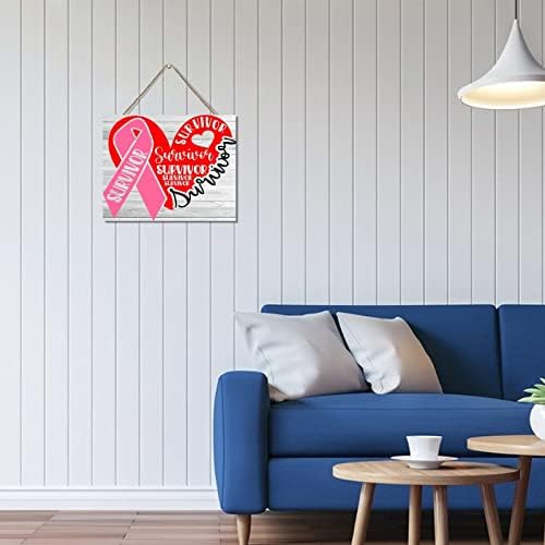 SIGN PEDO DE MAIO Câncer de mama Sobrevivente Heart Heart Pink Bedroom Decor de parede Decoração de madeira Design de penduramento