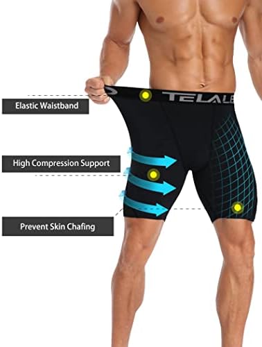 Telaleo 5/6 Pacote shorts de compressão homens spandex shorts esportivos de treino atlético Running Deformation Baselayer