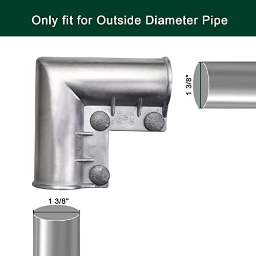 Quantfire Aluminium Chain Link Fence Gate Corner, cotovelo de portão para tubo de diâmetro externo de 1-3/8 x 1-3/8, canto