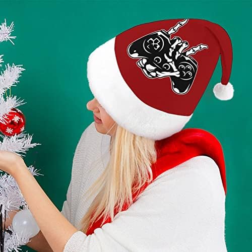 Skeleton Balking With Game Controller Unissex Classic Christmas Hats Lovely Warm Santa Hat Chas Fiz chapéus