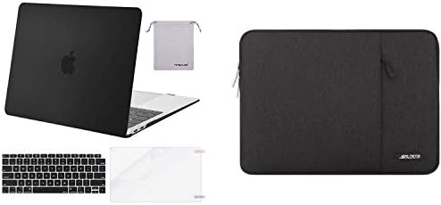 Mosis Plastic Hard Shell Casal e Saco de Musa Vertical Compatível com MacBook Air 13 polegadas 2020 2019 2018 Lançamento A2337 M1 A2179 A1932, Black